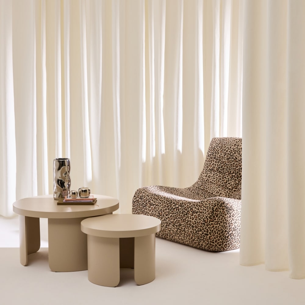 sweeek 2er-Set runde Satztische beige style modern - Spanplatte