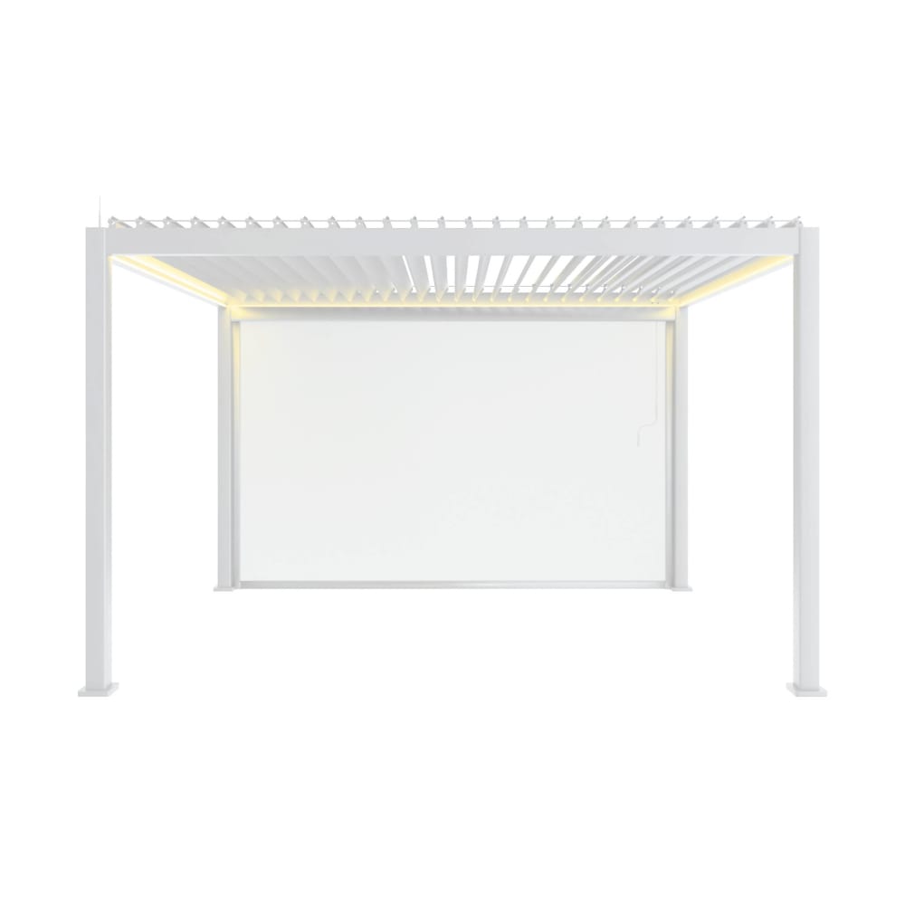 Pergola bioclimatique aluminium motorisée 4x3m led, store 4m blanc