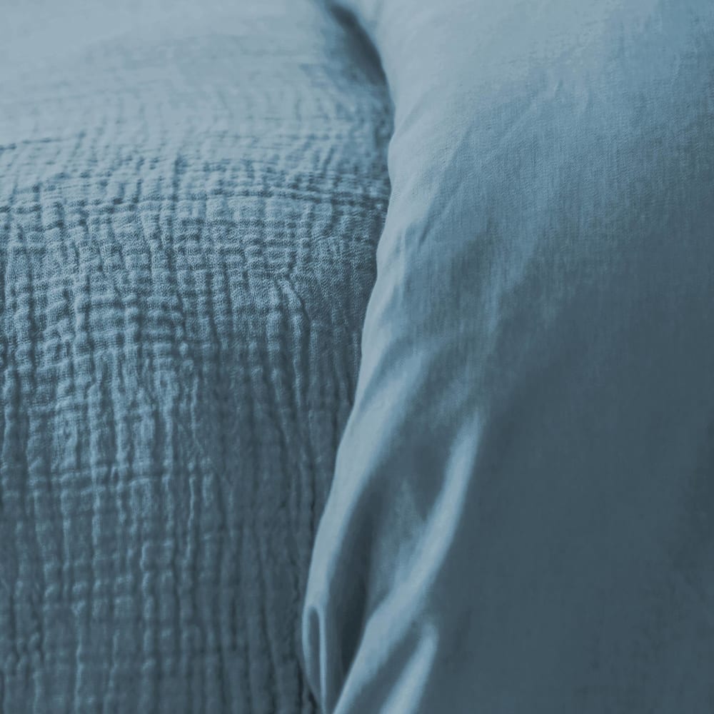 Parure de lit gaze de coton bleu foncé 260x240cm — vue 4