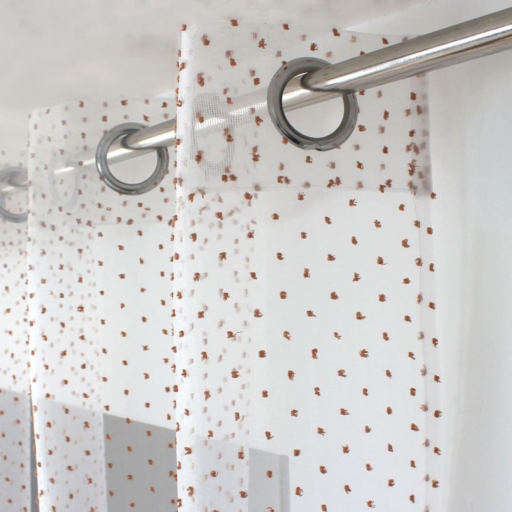 Voilage plumetis en organza blanc et beige - 140 x 240 cm — vue 4