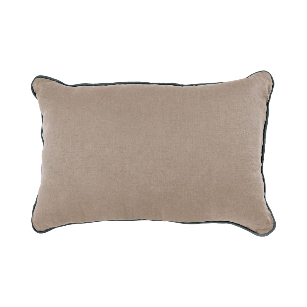 Coussin en lin coloris lin et bord marine 40 x 60 cm