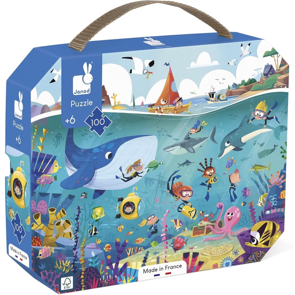 Janod Puzzle Der Meeresboden 100 Teile BLAU KARTON Kinder