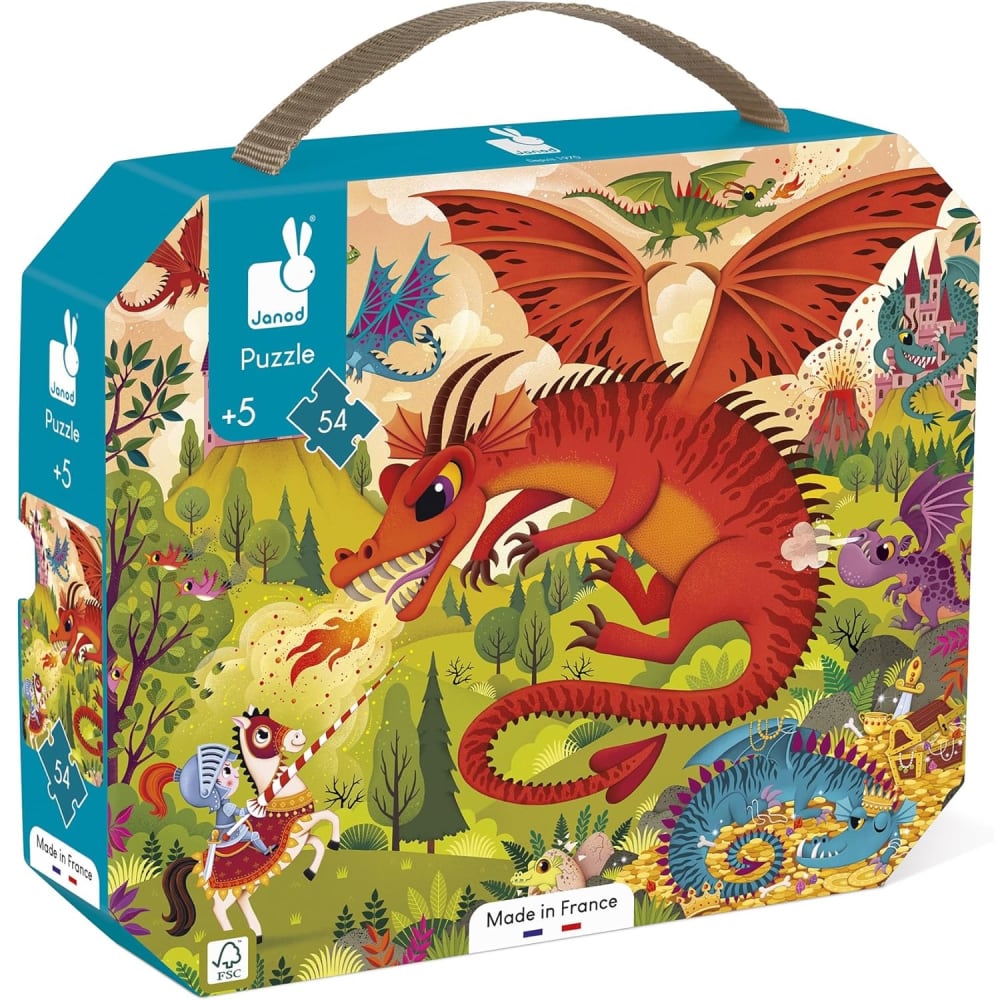 Janod Puzzle Königreich der Drachen 54 Teile BLAU KARTON Kinder