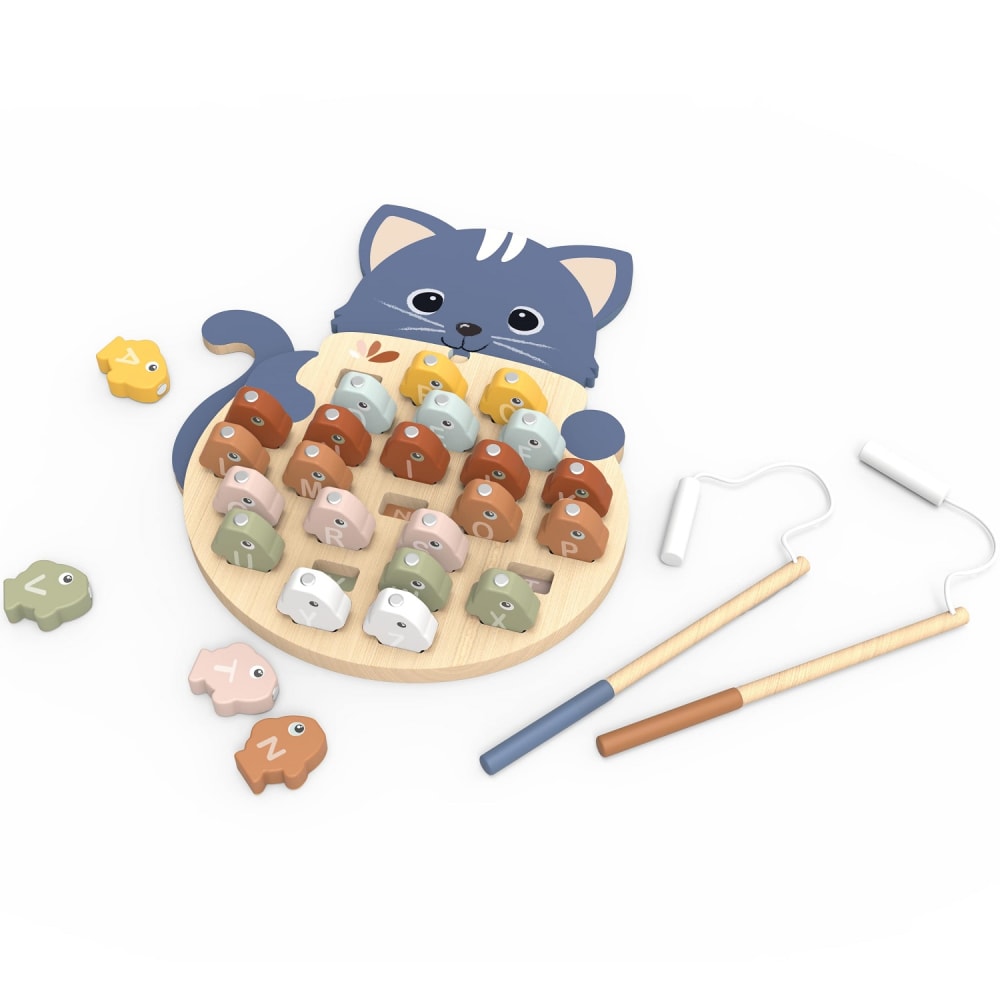 Speedy Monkey Angelspiel Alphabet BLAU HOLZ Kinder