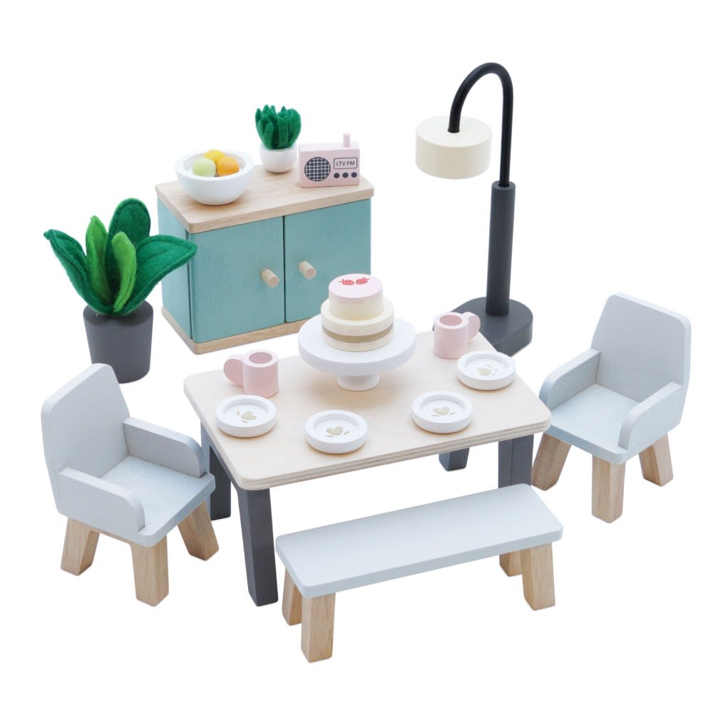 Le Toy Van Esszimmer Set für Puppenhaus BEIGE HOLZ Kinder