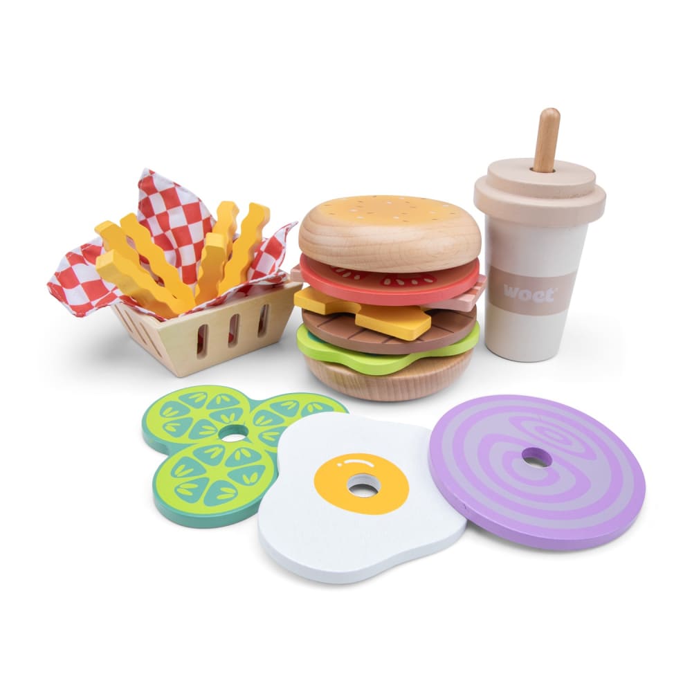 New Classic Toys Fast-Food-Set aus Holz BEIGE HOLZ Kinder