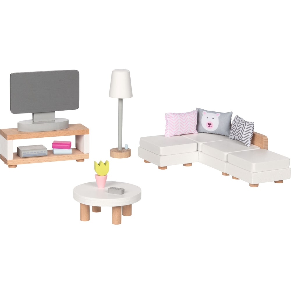 Goki Puppenmöbel Wohnzimmer BEIGE HOLZ Kinder