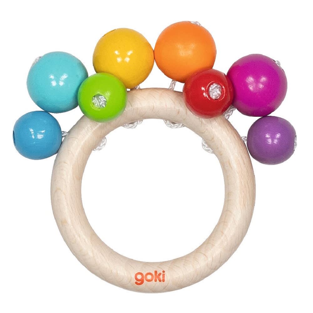 Goki Greifling mit Regenbogenperlen BEIGE HOLZ Baby