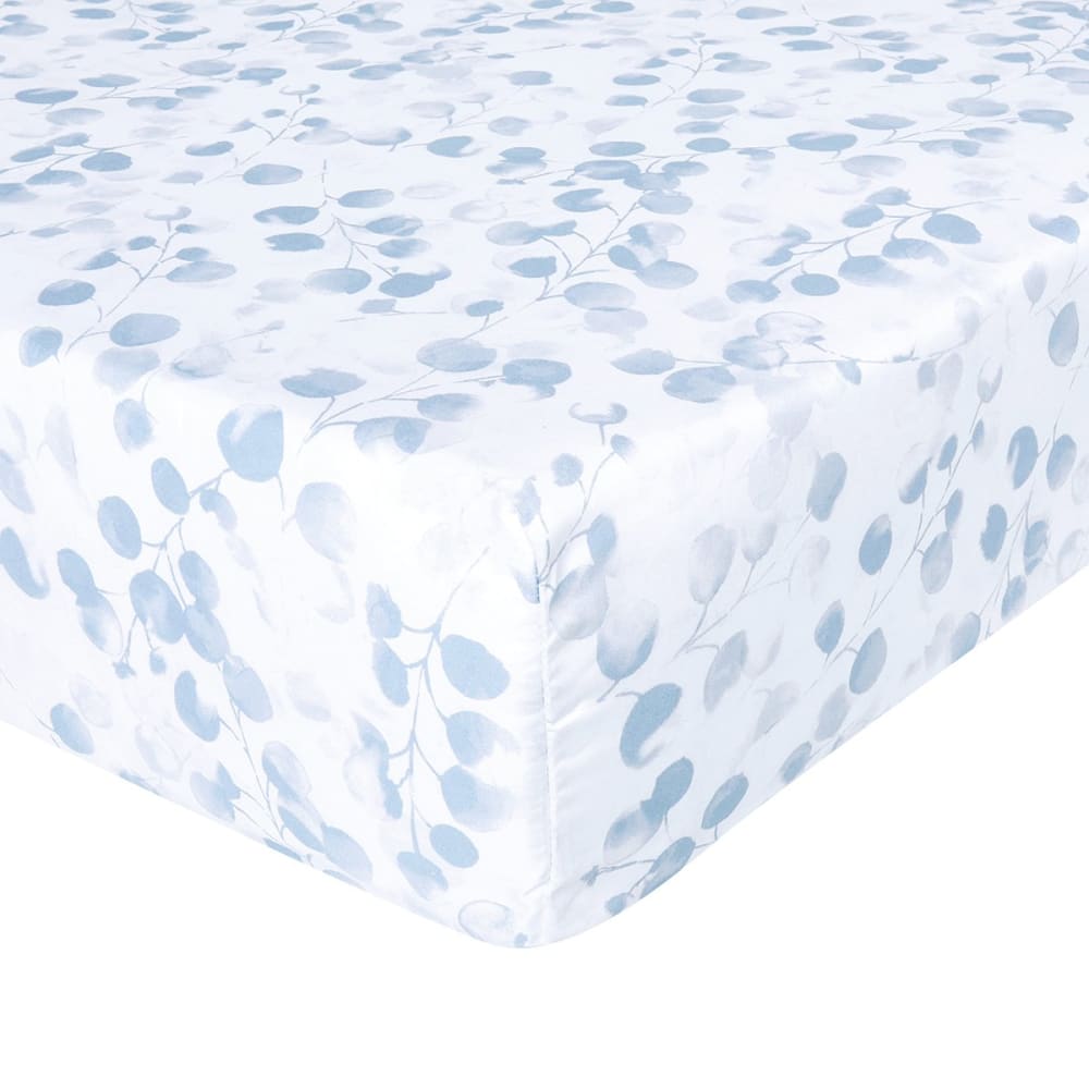 Drap housse satin bleu clair 90x200 cm — vue 3