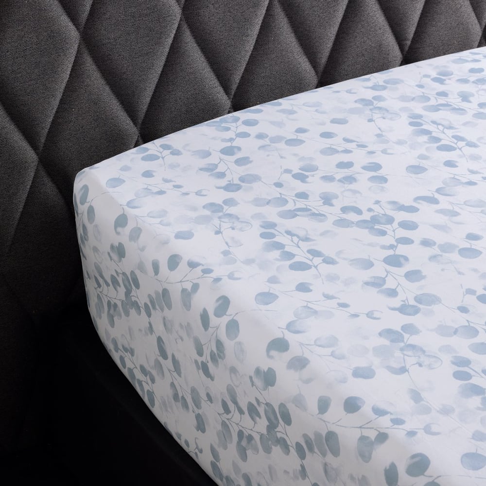drap housse satin bleu