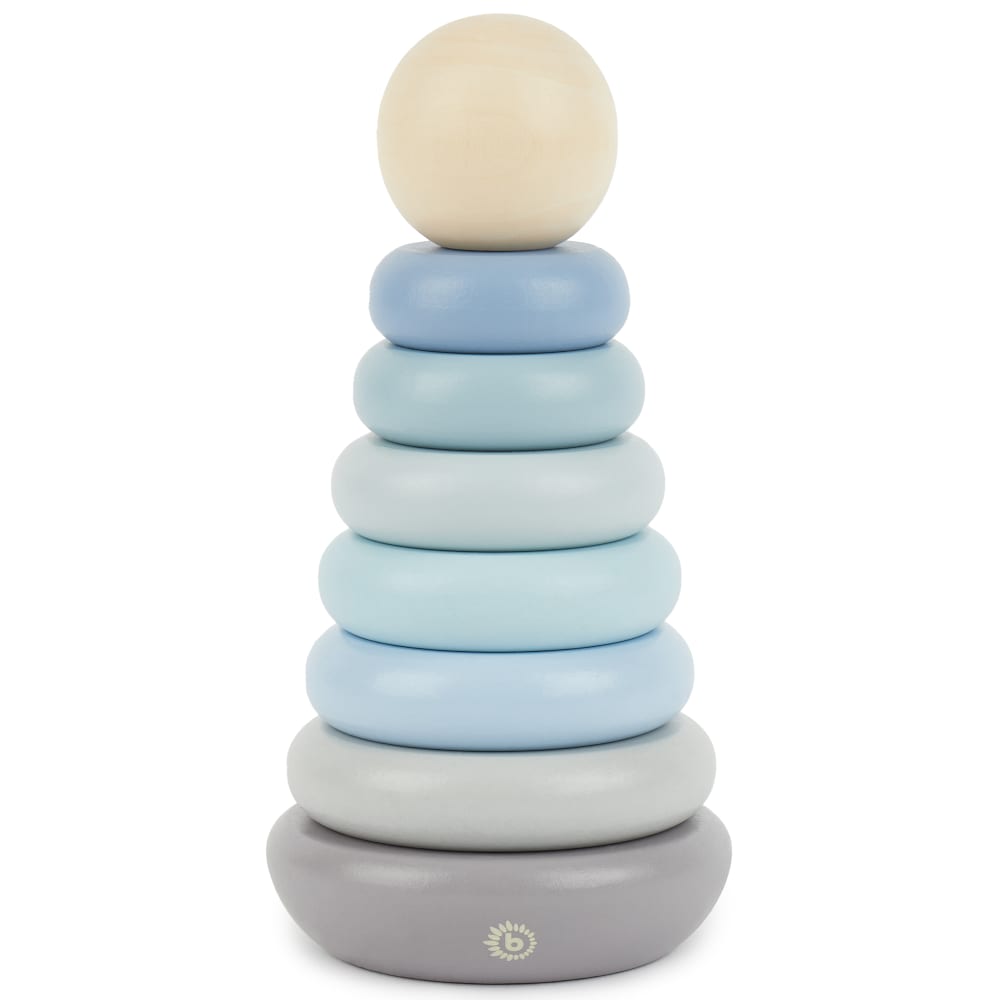 Bieco Stapelturm aus Holz, Regenbogen, 19 cm BLAU HOLZ Kinder
