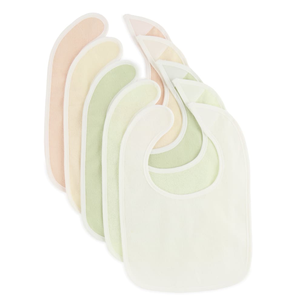 Bieco - Lot de 5 bavoirs en coton imperméables, vert