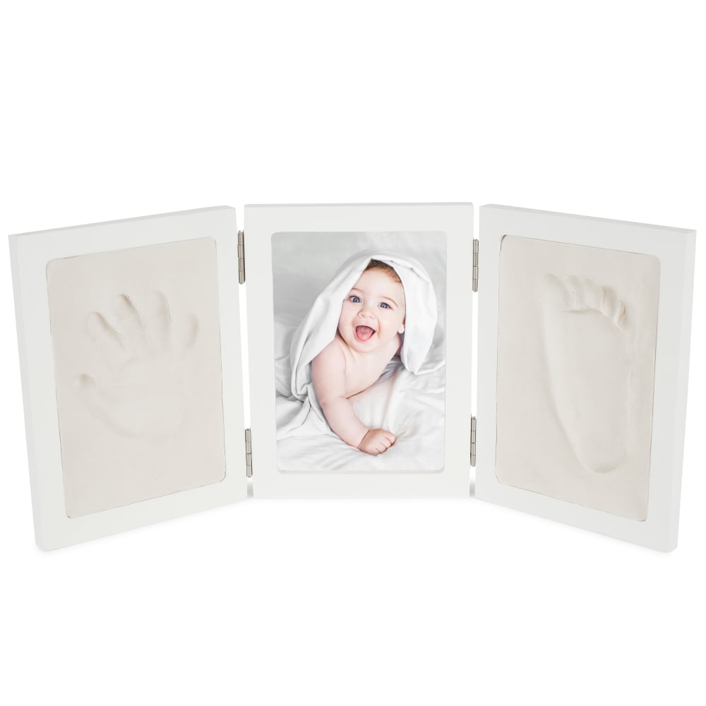 Bieco Gipsabdruckset Baby Hand & Fuß mit 3D-Holzrahmen WEISS HOLZ Kinder