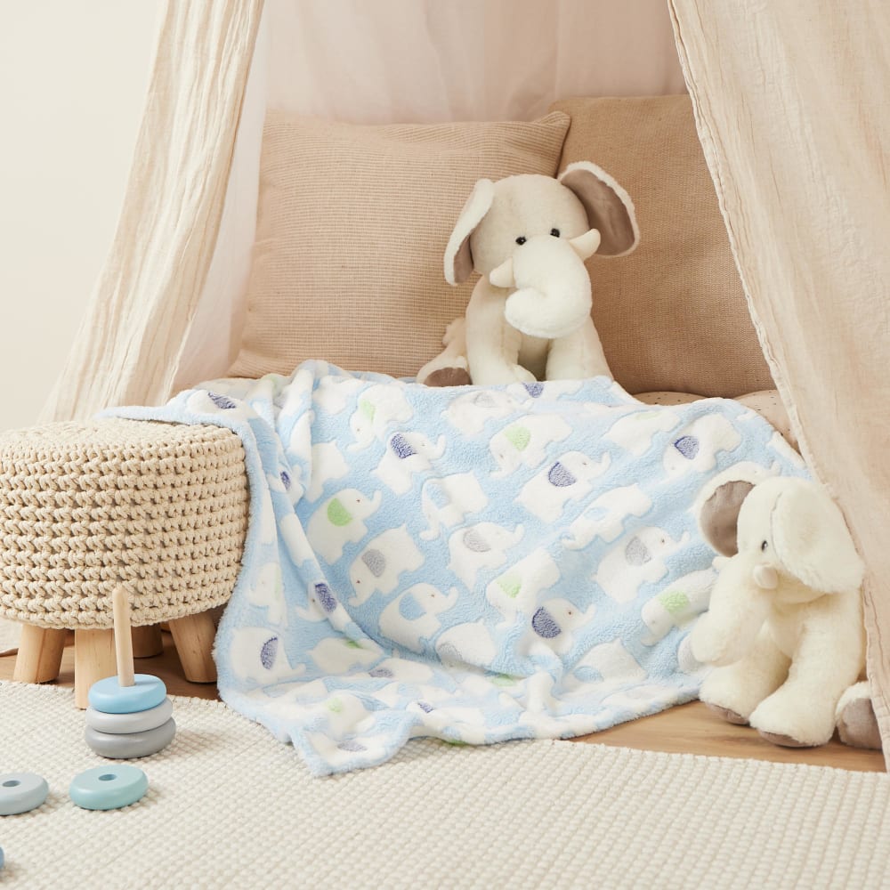 Babydecke blau mit Elefantenmotiv 75x90 cm - Maisons Du Monde