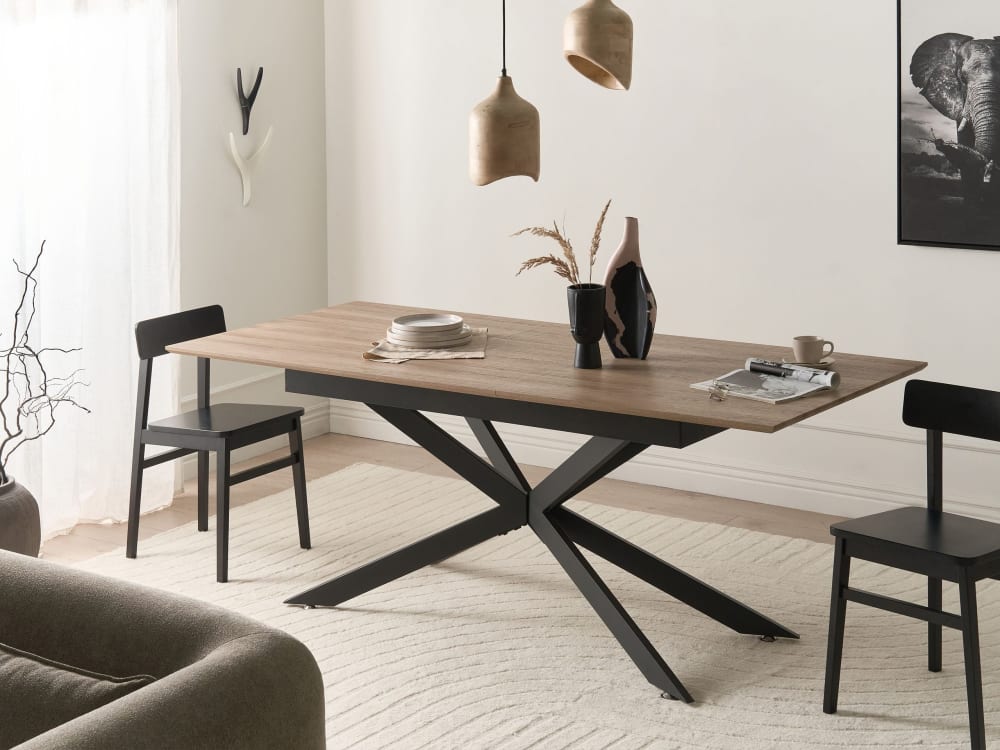 Ausziehbarer Tisch 8 Personen aus Mdf-platte, braun - Maisons Du