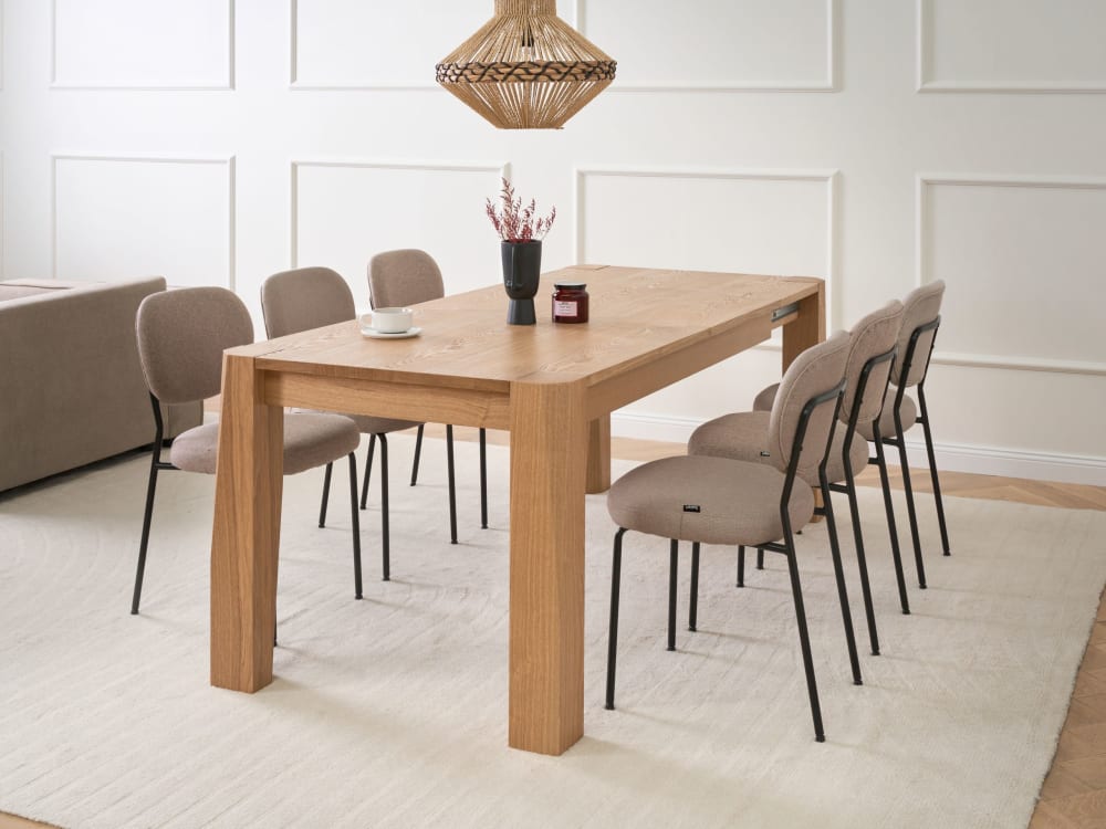 Ausziehbarer Tisch 8 Personen aus Mdf-platte, braun - Maisons Du