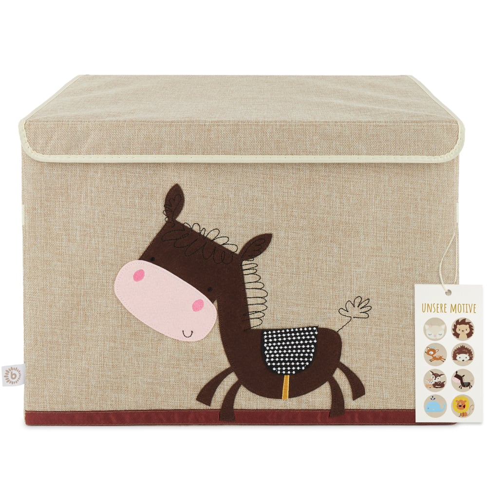 Coffre à jouets avec couvercle, motif âne Coffre à jouets avec couvercle, motif âne