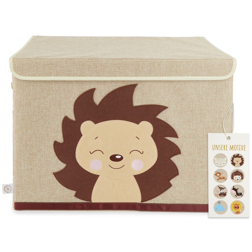Grand coffre à jouets avec couvercle hérisson