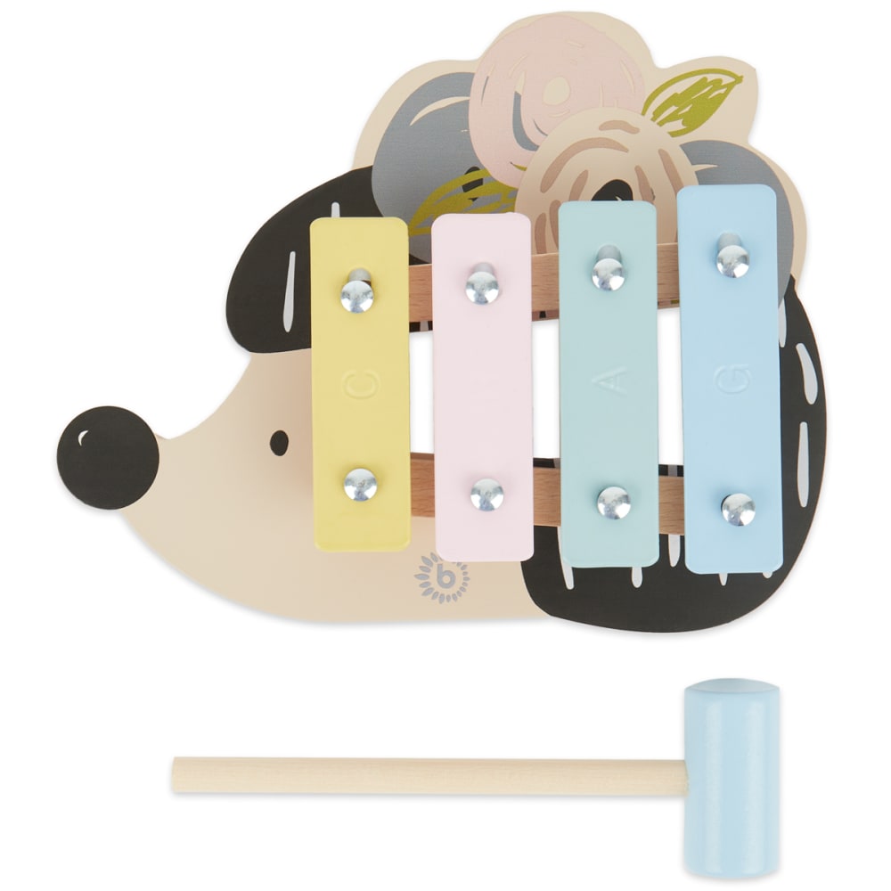 Petit xylophone hérisson en bois, tons pastel