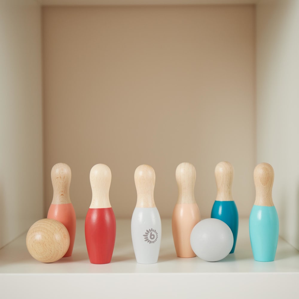 Mini Kegelspiel aus Holz, 8-tlg., ca. 10 cm - Maisons Du Monde