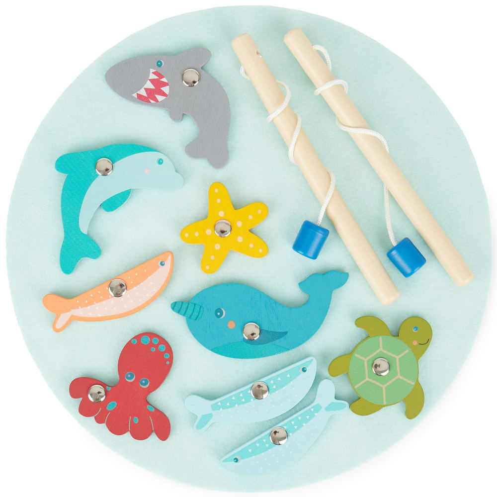 Bieco Magnetisches Angelspiel aus Holz mit Fischen, 13-teilig MEHRFARBIG HOLZ Kinder
