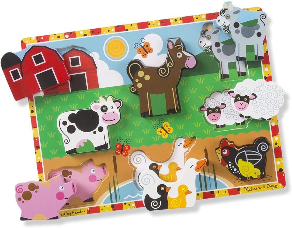 Melissa & Doug Farm Chunky Puzzle 8 Stück GRÜN HOLZ Baby