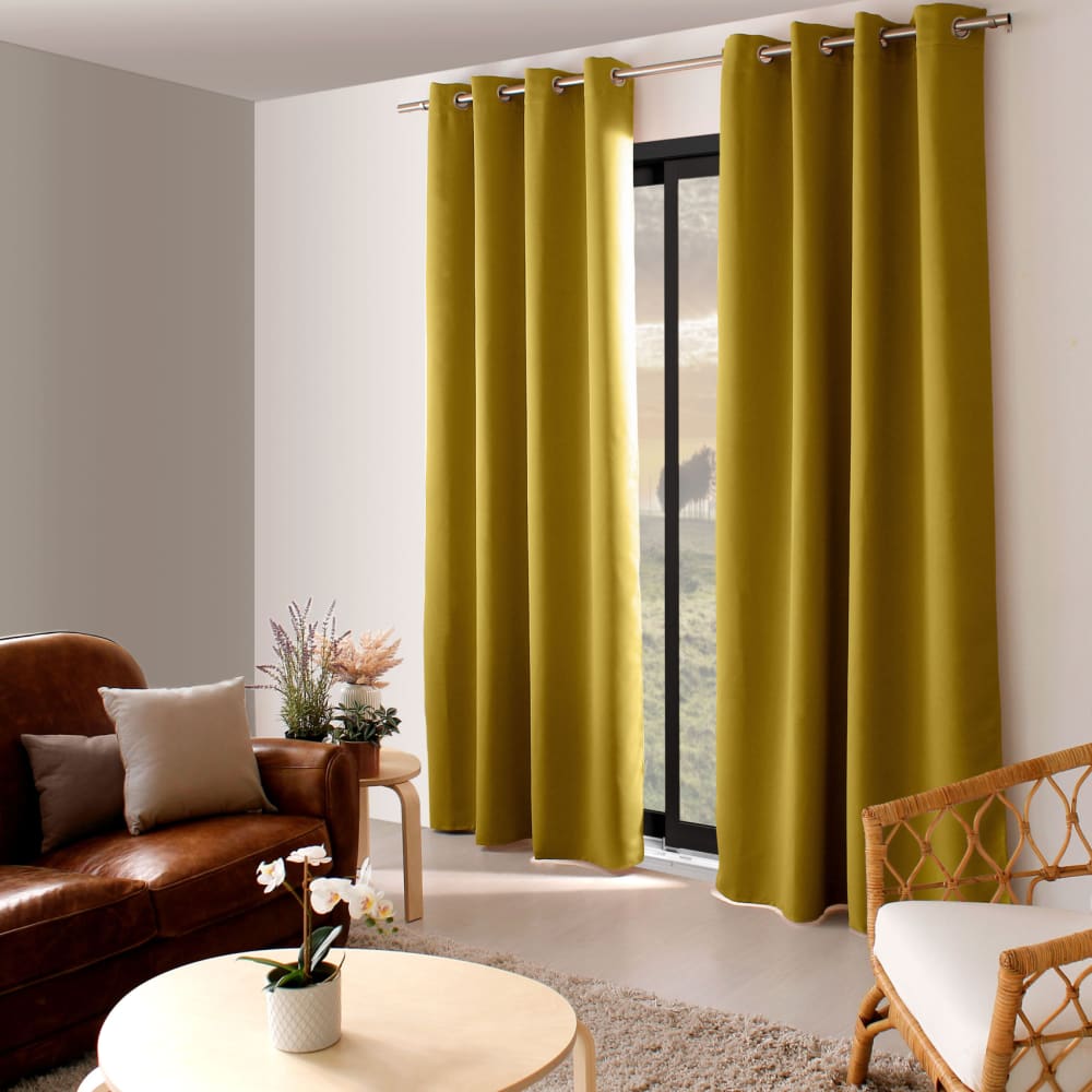 Home Maison Einfarbiger Verdunkelungsvorhang mit 8 Ösen style modern Braun Pes - Polyester
