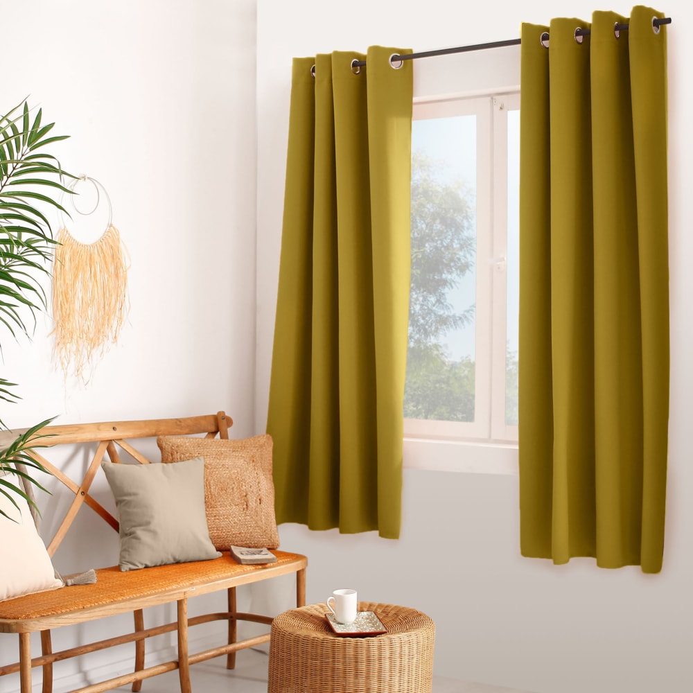 Home Maison Einfarbiger Verdunkelungsvorhang mit 8 Ösen style modern Braun Pes - Polyester
