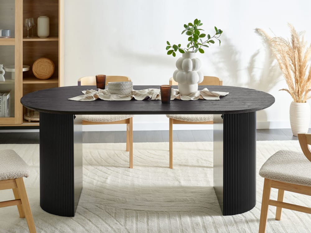 Esszimmertisch 8 Personen aus Mdf-platte, schwarz - Maisons Du