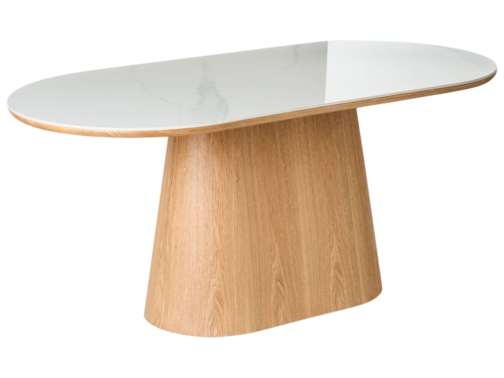 Beliani Esszimmertisch 8 Personen aus Sinterstein, weiß style modern - Stoff