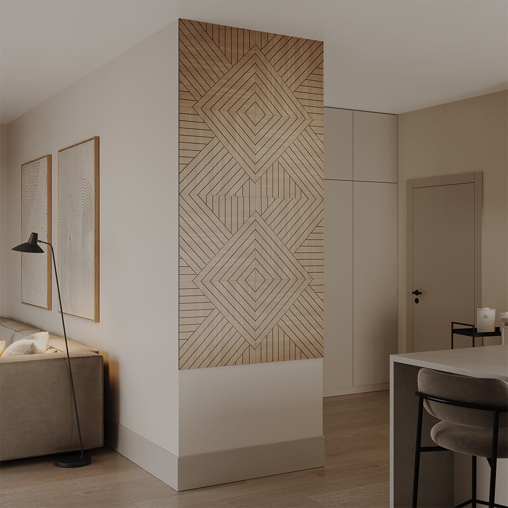 Wandpaneel 8 Stück, Links Eiche 52x52cm - Maisons Du Monde