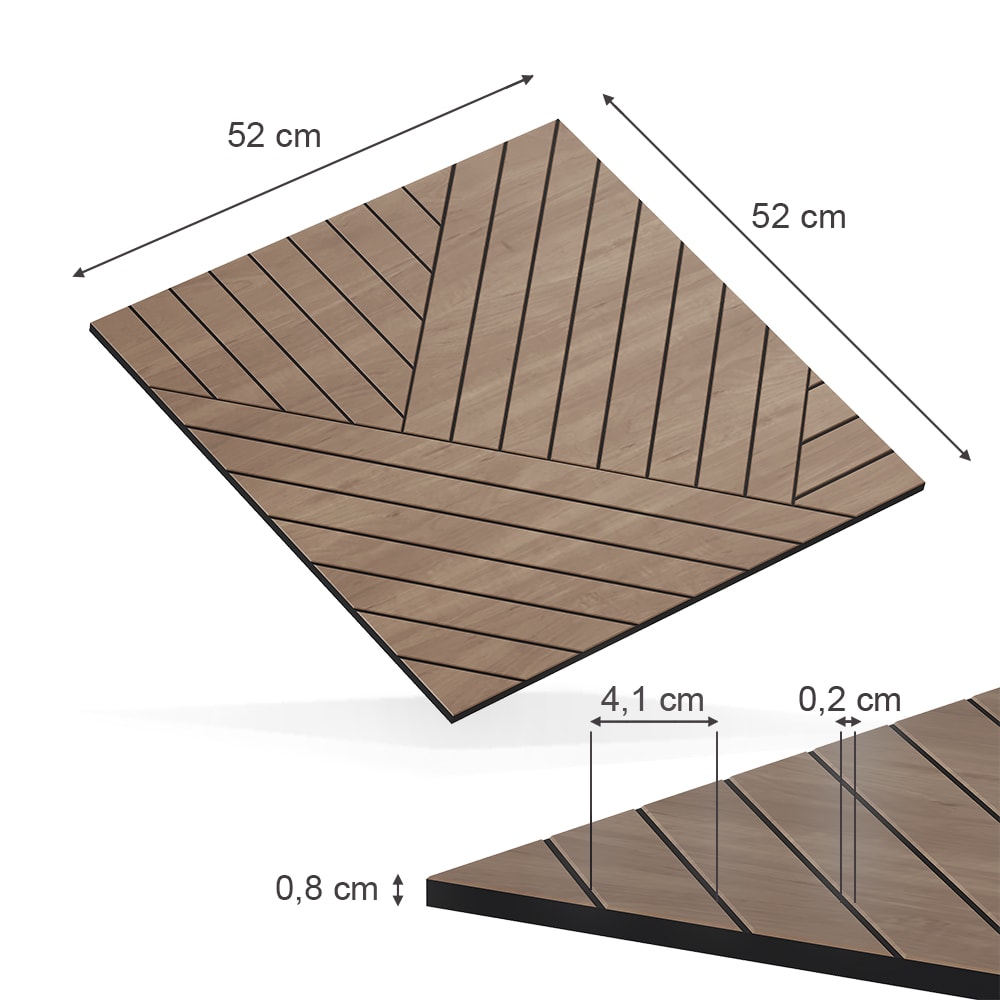 Wandpaneel 8 Stück, Rechts Eiche 52x52cm - Maisons Du Monde