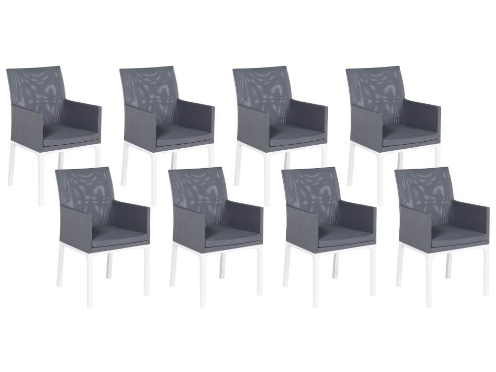 Set Mit 8 StüHlen Aus Stoff 91 Cm, Grau