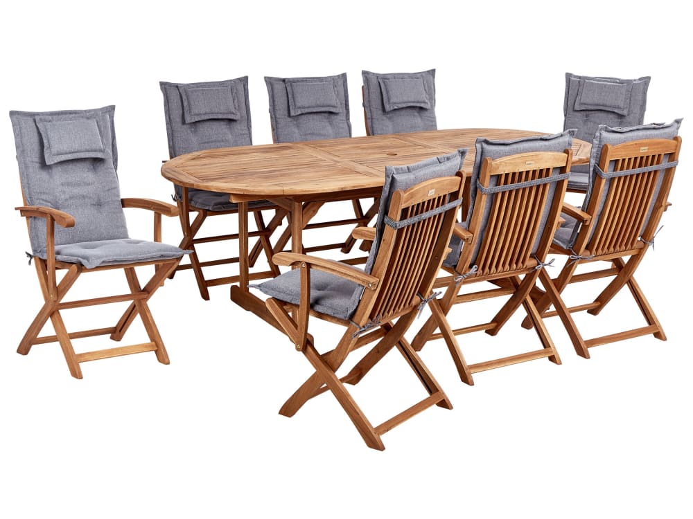 Set de salle à manger d'extérieur 8 personnes en bois d'acacia marron Set de salle à manger d'extérieur 8 personnes en bois d'acacia marron