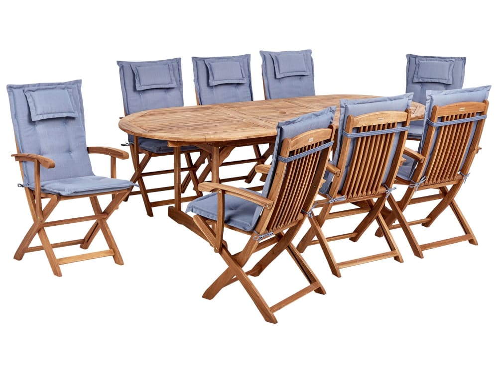 Set de salle à manger d'extérieur 8 personnes en bois d'acacia marron Set de salle à manger d'extérieur 8 personnes en bois d'acacia marron