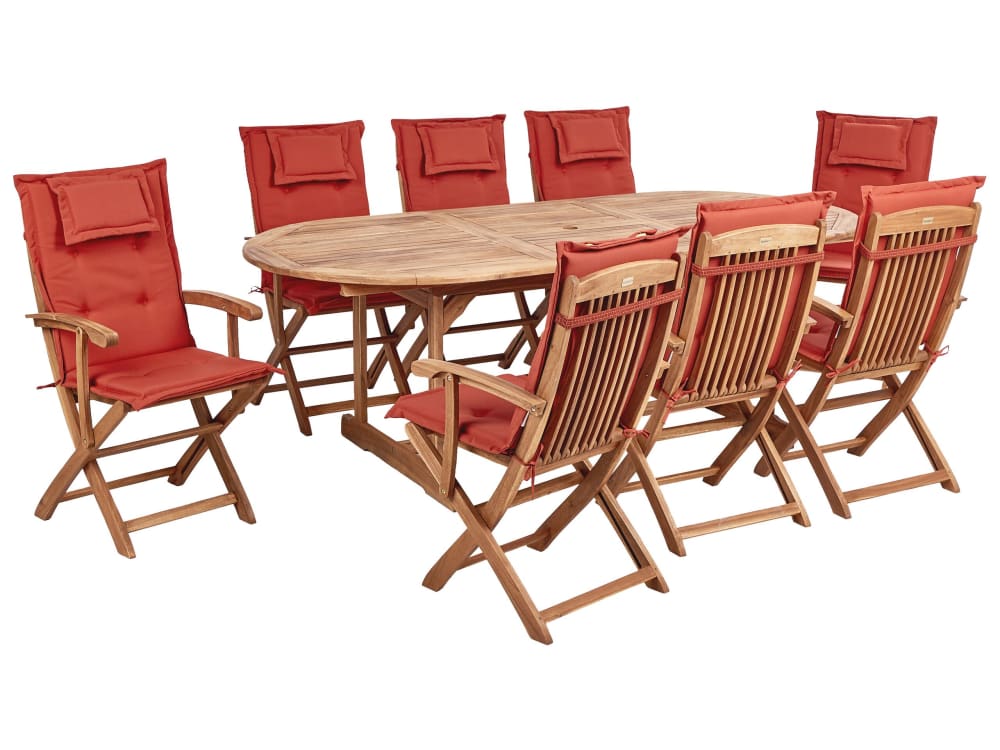 Set de salle à manger d'extérieur 8 personnes en bois d'acacia marron Set de salle à manger d'extérieur 8 personnes en bois d'acacia marron