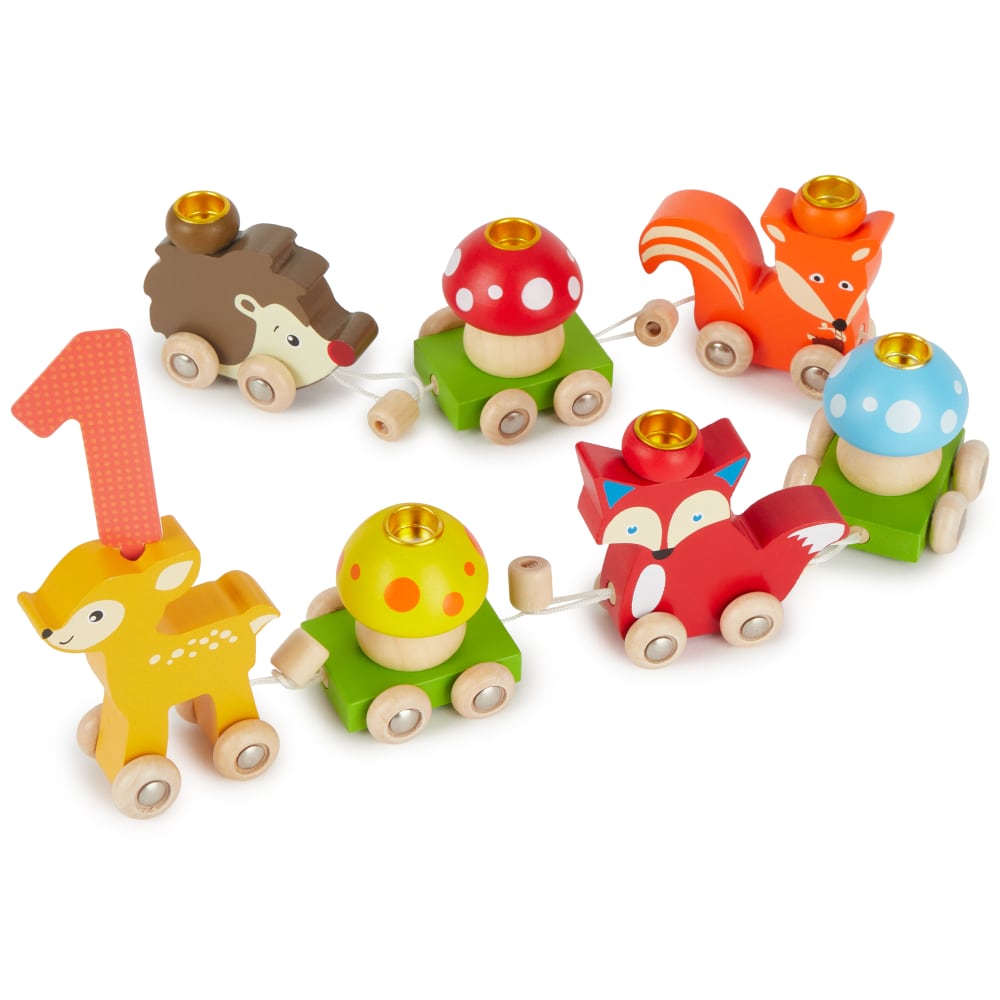 Train d’anniversaire animaux forêt, chiffres 0–9, 17 pcs