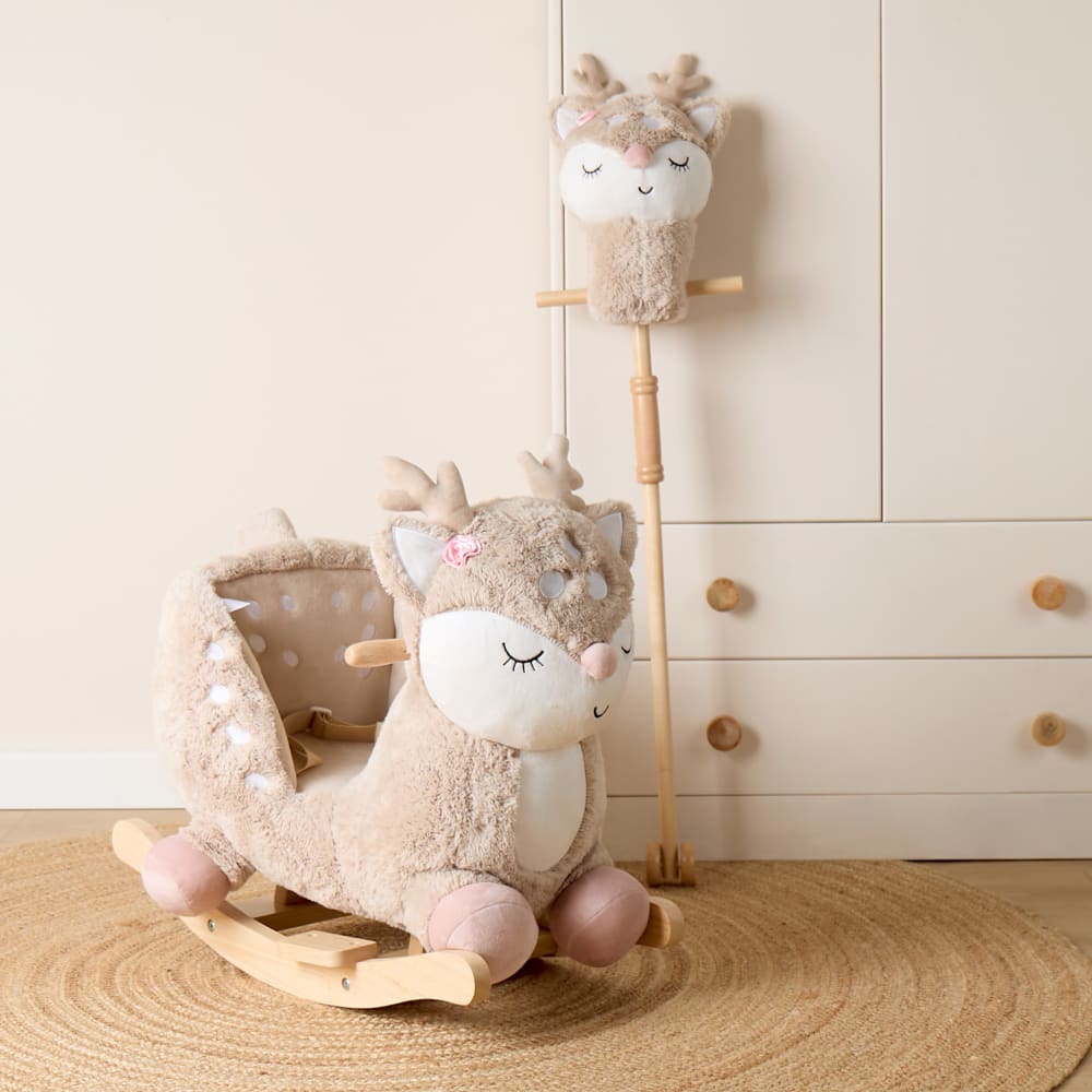 Plüsch Schaukeltier Reh 60 cm mit Sicherheitsgurt - Maisons Du