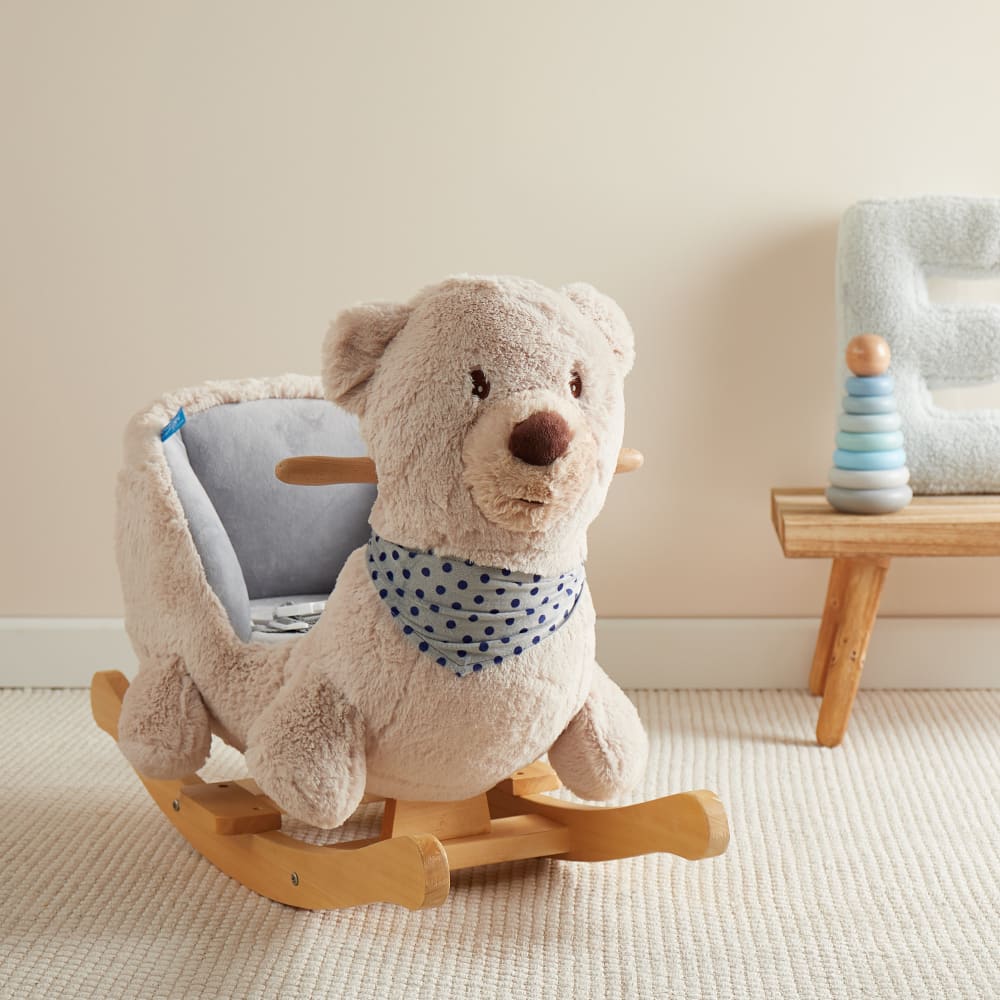 Plüsch Schaukeltier Bär creme 62x30x48 cm - Maisons Du Monde