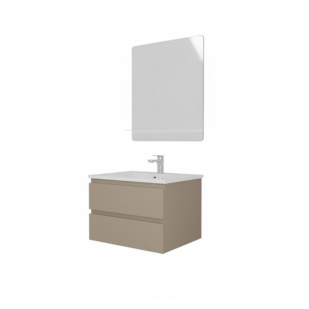 Ensemble meuble simple vasque  60 cm + robinet + miroir