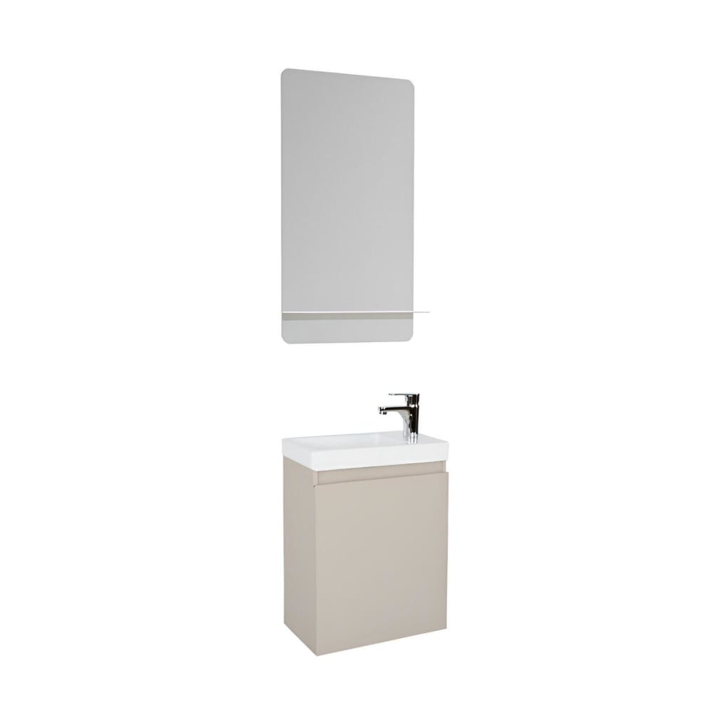 Meuble lave-mains  + robinet chromé + miroir rectangulaire