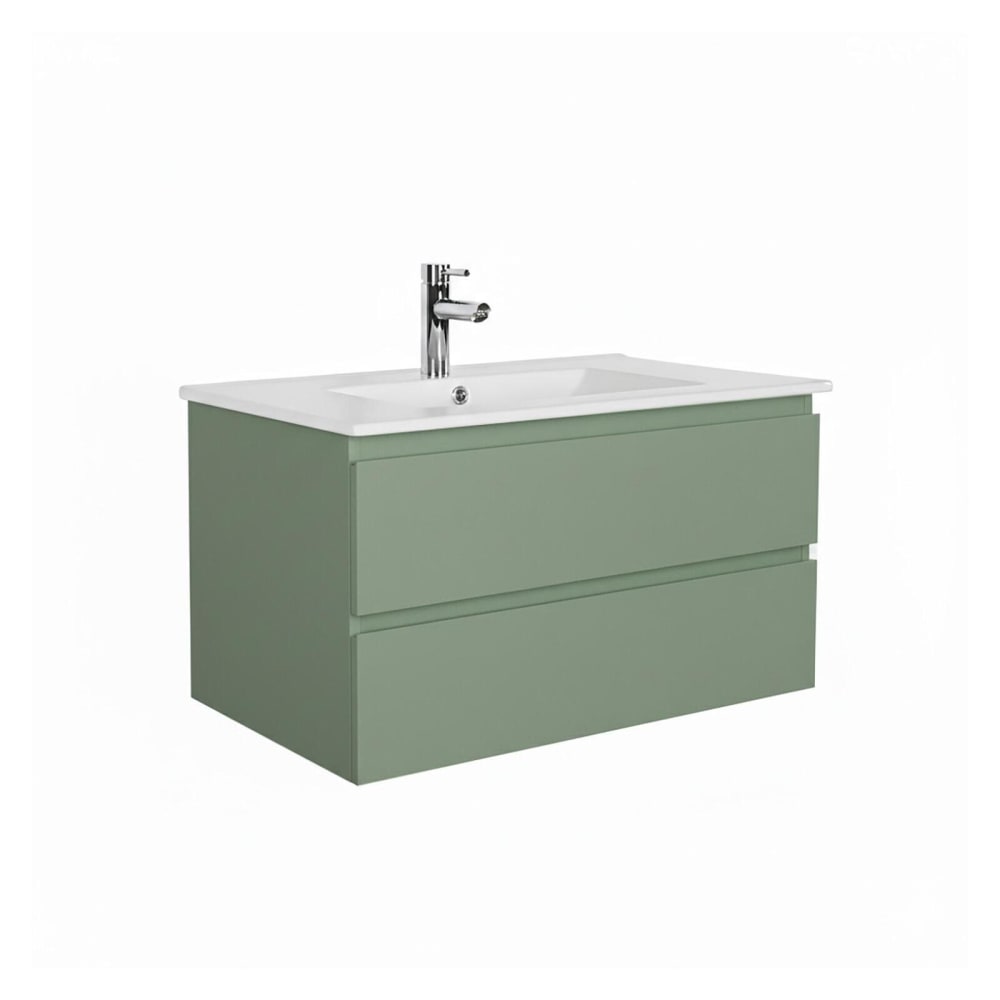 Meuble simple vasque  80cm décor chêne et robinet