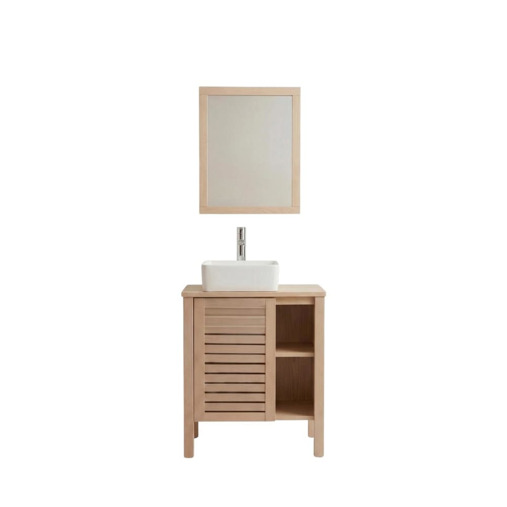 Ensemble vasque  60cm chêne, robinet et miroir