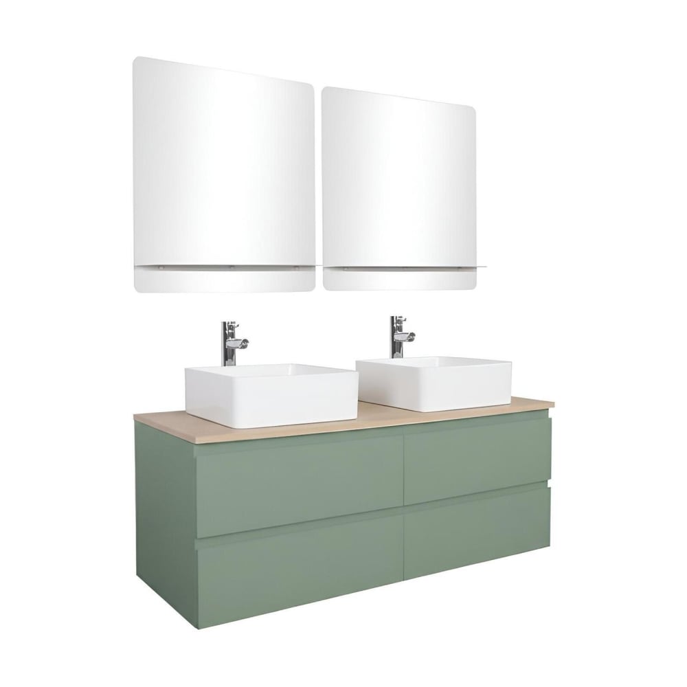 Ensemble meuble double vasque  120cm + robinet + miroir