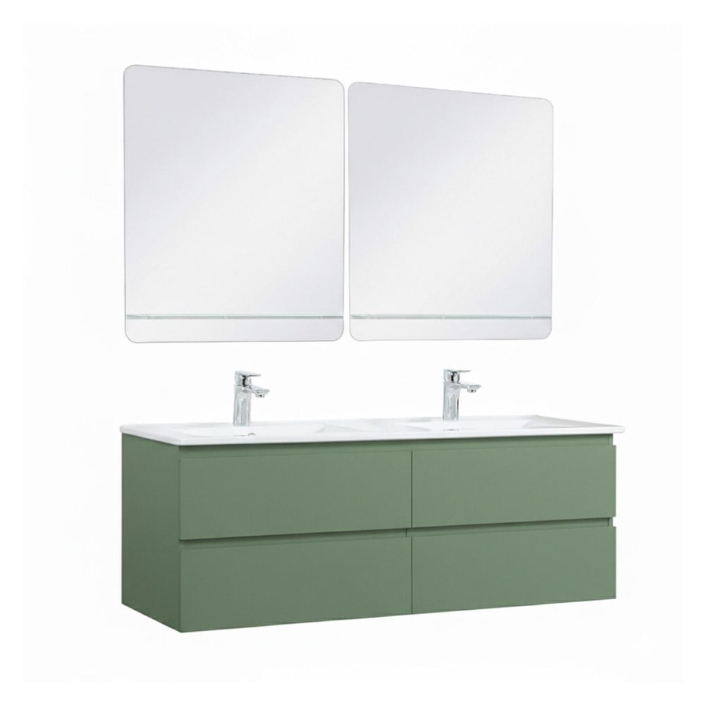 Ensemble double vasque  120cm avec vasque, robinets et miroirs