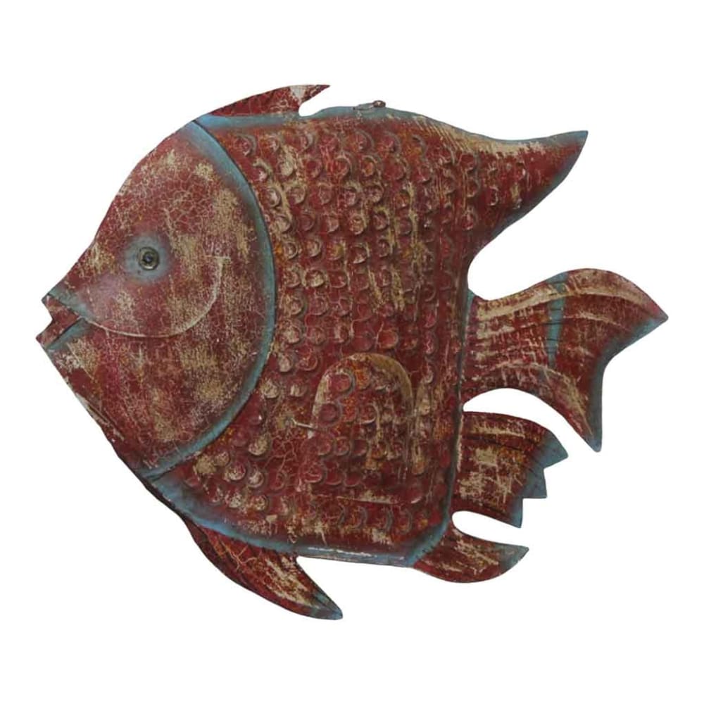 Portavelas pez de hierro multicolor pintado