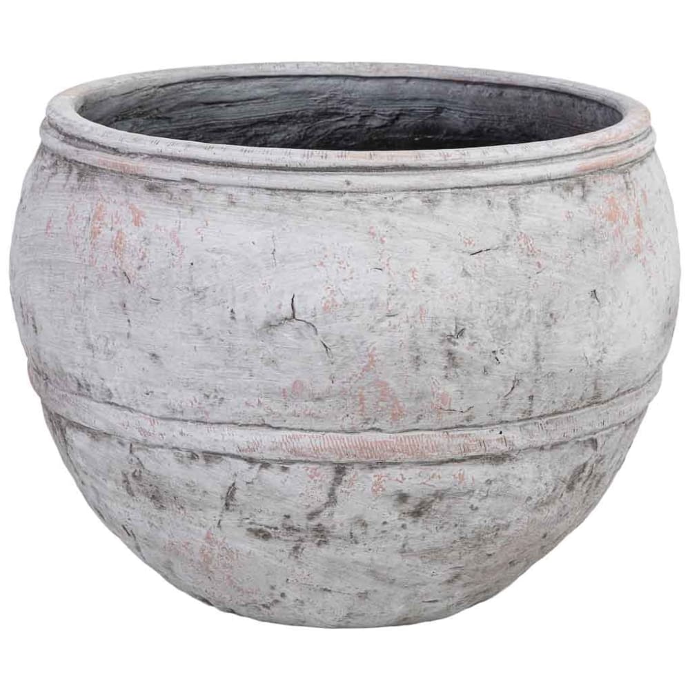 Wanderlust deco Blumentopf Fiberglas 43,5x43,5x32h cm Weiß Weiß Harz