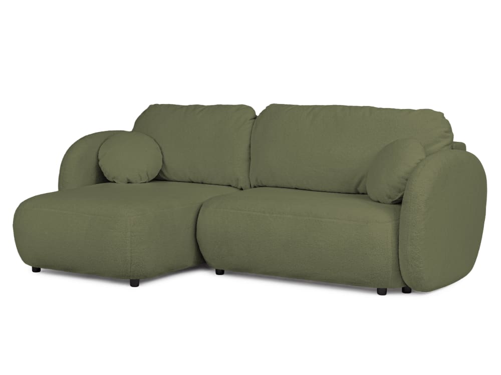 Canapé d’angle convertible avec coffre en bouclé vert