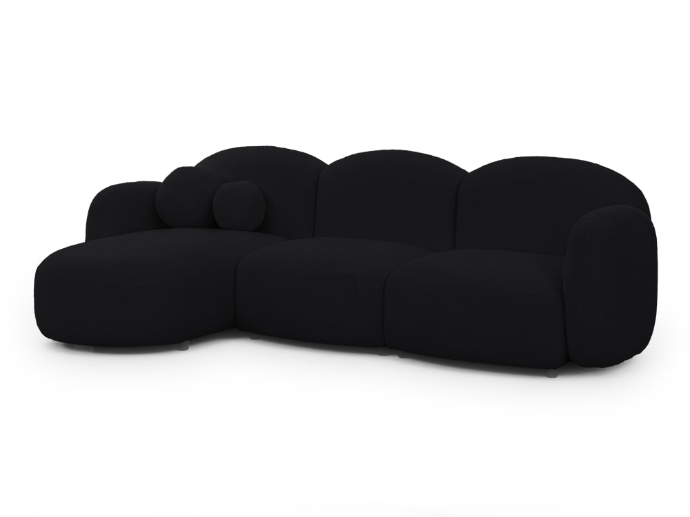 Canapé d’angle en tissu bouclé noir