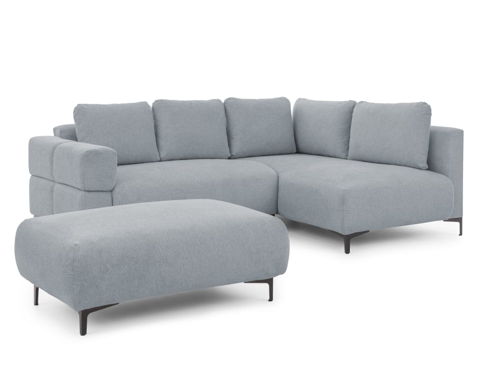Canapé d’angle avec repose-pieds en tissu structuré gris